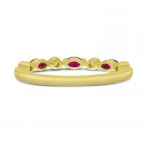 14K Yellow Gold Marquise Ruby and Diamond Stackable Band