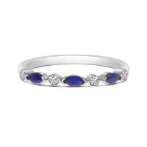 14K White Gold Marquise Sapphire and Diamond Stackable Band