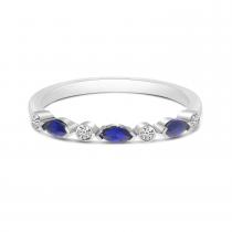 14K White Gold Marquise Sapphire and Diamond Stackable Band