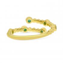 14K Yellow Gold Emerald and Diamond Bubble Bypass Precious Ring