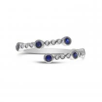 14K White Gold Sapphire and Diamond Bubble Bypass Precious Ring