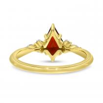 14K Yellow Gold Marquise Garnet and Diamond Kite Shape Ring