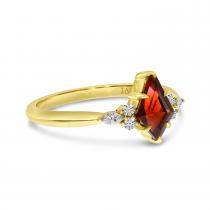 14K Yellow Gold Marquise Garnet and Diamond Kite Shape Ring