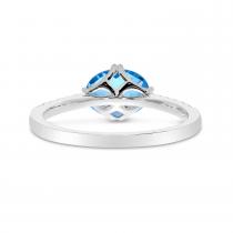 14K White Gold Oval Blue Topaz and Diamond Semi Precious Ring