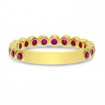 14K Yellow Gold Round Ruby Millgrain Bezel Band