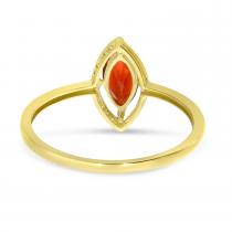 14k Yellow Gold Marquise Garnet with Half Diamond Halo Semi Precious Ring