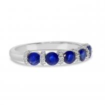 14K White Gold Sapphire and Diamond Alternating Band