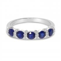 14K White Gold Sapphire and Diamond Alternating Band