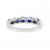 14K White Gold Sapphire and Diamond Alternating Band