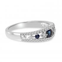 14K White Gold Sapphire and Diamond Alternating Band