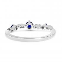 14K White Gold Sapphire and Diamond Stackable Band Ring