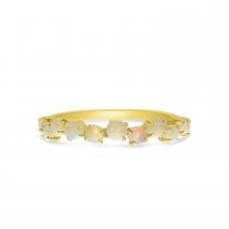 14K Yellow Gold Round Opal Band