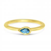 14K Yellow Gold Pear Blue Topaz Semi Precious Ring