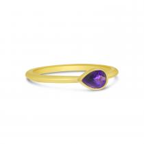 14K Yellow Gold Pear Amethyst Semi Precious Ring