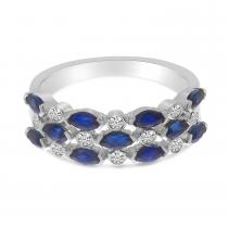 14k White Gold Pear Marquise Sapphire And Diamond Band