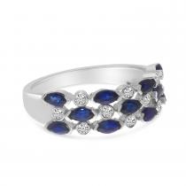 14k White Gold Pear Marquise Sapphire And Diamond Band