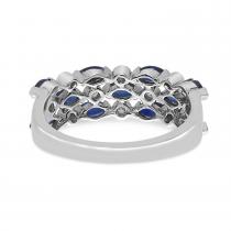 14k White Gold Pear Marquise Sapphire And Diamond Band