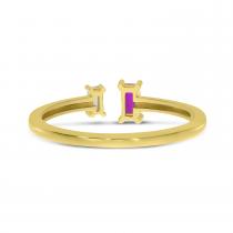 14K Yellow Gold Ruby and Diamond Baguette Duo Ring