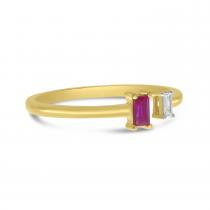 14K Yellow Gold Ruby and Diamond Baguette Duo Ring