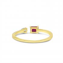 14K Yellow Gold Octagon Ruby and Pear Diamond Duo Ring