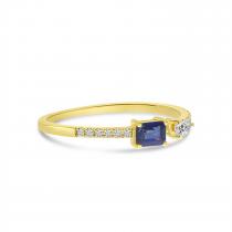 14K Yellow Gold Octagon Sapphire and Pear Diamond Duo Ring