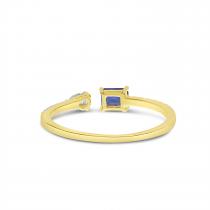 14K Yellow Gold Octagon Sapphire and Pear Diamond Duo Ring