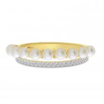 14K Yellow Gold Diamond and Pearl Band