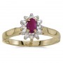 10k Yellow Gold Oval Ruby And Diamond Ring