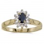 10k Yellow Gold Oval Sapphire And Diamond Ring