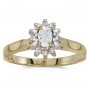 14k Yellow Gold Oval White Topaz And Diamond Ring