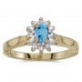 14k Yellow Gold Oval Blue Topaz And Diamond Ring