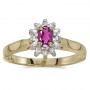 14k Yellow Gold Oval Pink Topaz And Diamond Ring