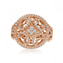 14K Rose Gold .83 Ct Diamond Round Invisible Set Ring