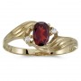 10k Yellow Gold Oval Garnet And Diamond Ring