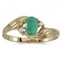 10k Yellow Gold Oval Emerald And Diamond Ring