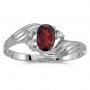 10k White Gold Oval Garnet And Diamond Ring