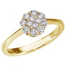 14K Yellow Gold .50 Ct Diamond Cluster Ring