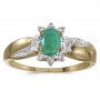 14k Yellow Gold Oval Emerald And Diamond Ring