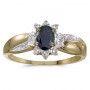 14k Yellow Gold Oval Sapphire And Diamond Ring