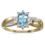 14k Yellow Gold Oval Blue Topaz And Diamond Ring