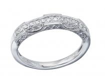 14K White Gold Filigree Diamond Band Ring