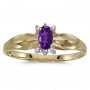 10k Yellow Gold Oval Amethyst And Diamond Ring