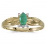 10k Yellow Gold Oval Emerald And Diamond Ring