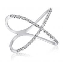 14K White Gold Negative Space X Diamond Fashion Ring