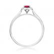 10K White Gold 4mm Round Ruby and Diamond Halo Precious Ring