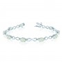 14K White Gold Oval Opal and Diamond Bracelet