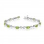 14K White Gold Oval Peridot and Diamond Bracelet