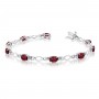 10K White Gold Oval Garnet and Diamond Bracelet