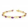 10K Yellow Gold Oval Amethyst and Diamond Bracelet