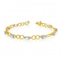 14K Yellow Gold Oval Aquamarine and Diamond Bracelet